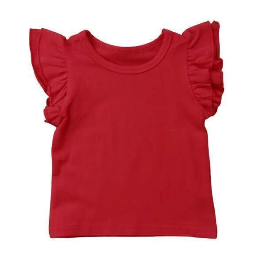 New girl’s red ruffle sleeve top 4T